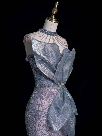 Robe de bal longue et sexy à paillettes, style sirène, sans bretelles, inspiration robe de soirée formelle, robes de bal AU376