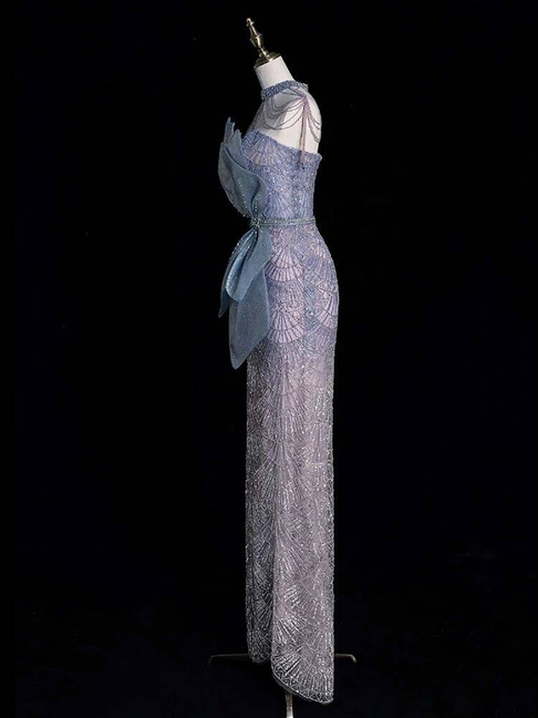 Robe de bal longue et sexy à paillettes, style sirène, sans bretelles, inspiration robe de soirée formelle, robes de bal AU376