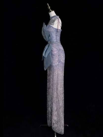 Robe de bal longue et sexy à paillettes, style sirène, sans bretelles, inspiration robe de soirée formelle, robes de bal AU376