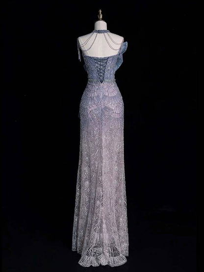 Robe de bal longue et sexy à paillettes, style sirène, sans bretelles, inspiration robe de soirée formelle, robes de bal AU376