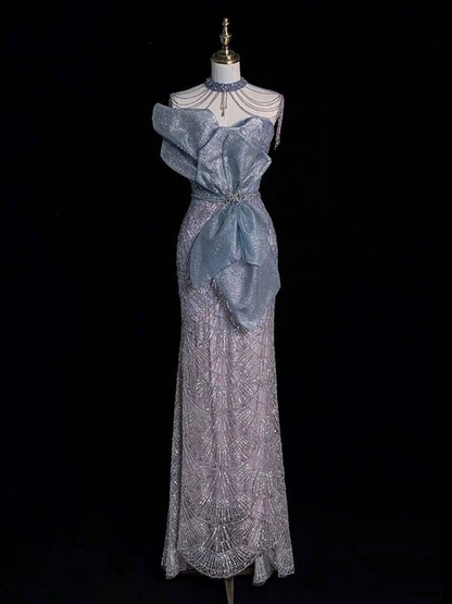 Robe de bal longue et sexy à paillettes, style sirène, sans bretelles, inspiration robe de soirée formelle, robes de bal AU376