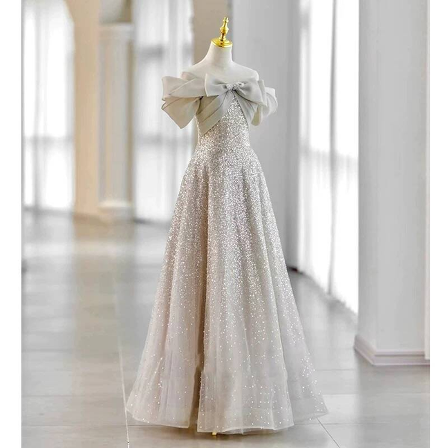 Beautiful A line Off The Shoulder Long Sequin Prom Dresses Party Dress 16th Birthday Outfits Graduation Dress AU379