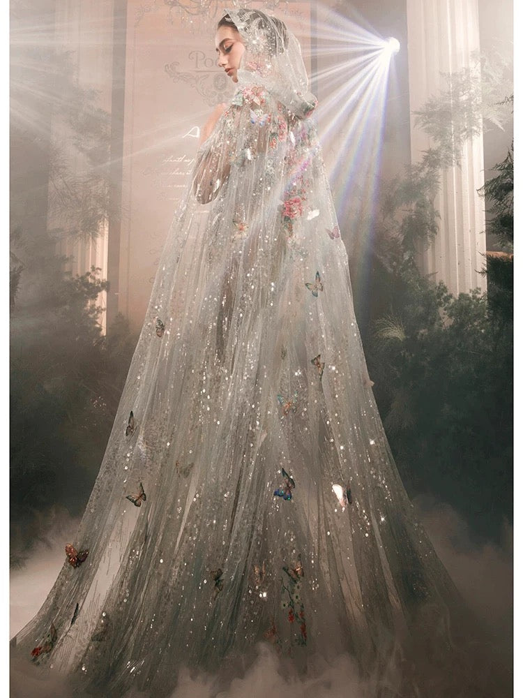 Magnifique robe de bal sirène en tulle bleu ciel clair ornée de dentelle, de perles florales et de perles, idéale pour les soirées formelles et les jeunes filles (AU384).