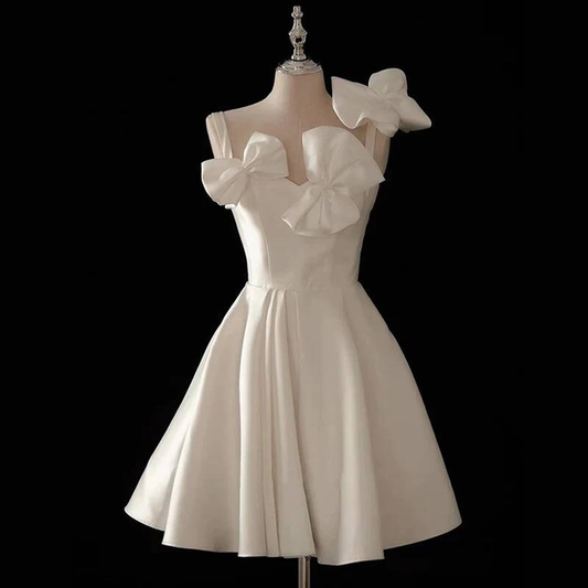 Cute A line Spaghetti Straps White Short 16th Birthday Dress Homecoming Dresses Cocktail Gown AU385