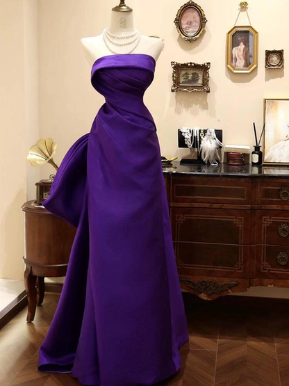 Robe de bal sirène intemporelle sans bretelles en satin raisin, tenue de soirée pour 18e anniversaire, robe de remise de diplôme, AU397