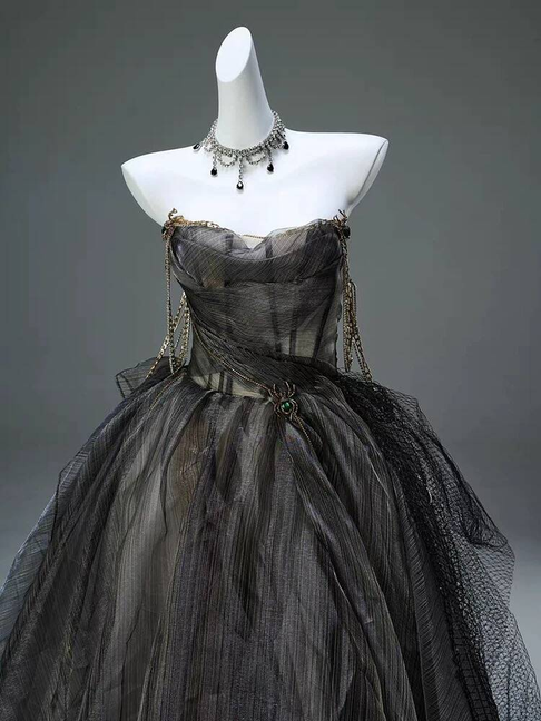 Süßes Ballkleid Spaghettiträger Schwarz Tüll Langes Quinceanera Kleid Quinceanera Kleider Sweet 15 16 Kleid AU401