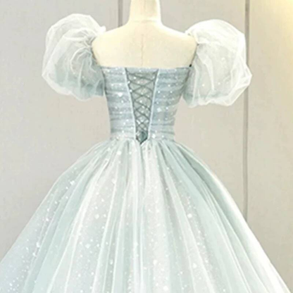 Classy Ball Gown Square Neck Light Sky Blue Tulle Prom Dresses Party Dress 21st Birthday Outfits Senior Graduation Dress AU413