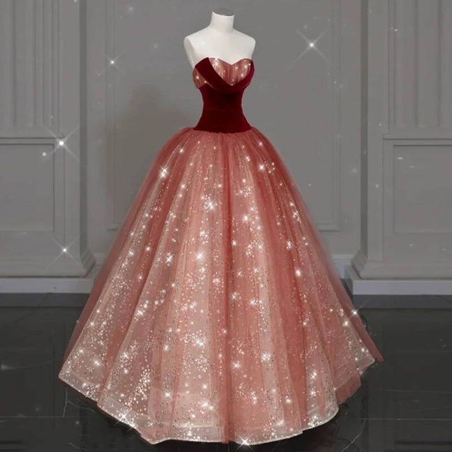 Robe de bal élégante en tulle rouge, décolleté en cœur, tenue de soirée pour 21e anniversaire, robe de remise de diplôme, AU415