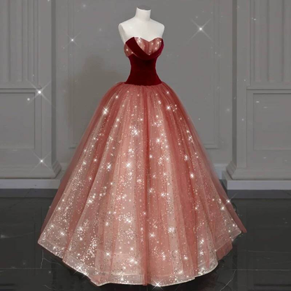 Robe de bal élégante en tulle rouge, décolleté en cœur, tenue de soirée pour 21e anniversaire, robe de remise de diplôme, AU415