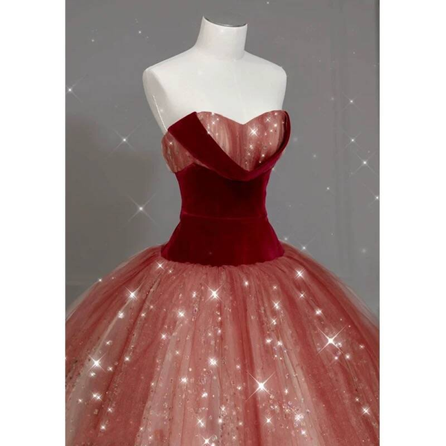 Robe de bal élégante en tulle rouge, décolleté en cœur, tenue de soirée pour 21e anniversaire, robe de remise de diplôme, AU415