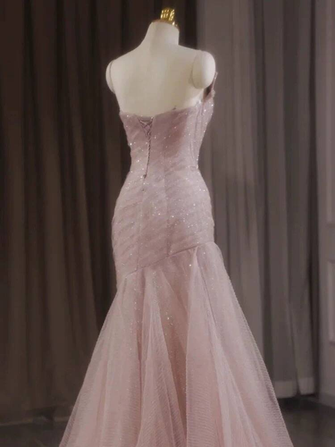 Robe de bal élégante en tulle rose, décolleté en cœur, style sirène, tenue de soirée pour 21e anniversaire, robe de remise de diplôme, AU417