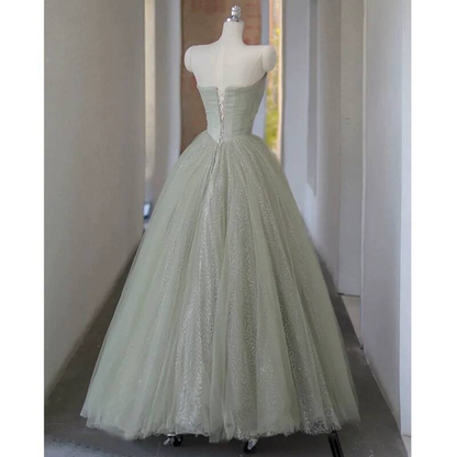 Robe de bal mignonne sans bretelles en tulle vert menthe, tenue de soirée pour 20e anniversaire, robe de remise de diplôme, AU418