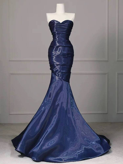 Timeless Mermaid Sweetheart Navy Blue Prom Dress Inspiration Long Party Formal Prom Dresses AU421