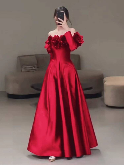 Robe de bal en satin rouge, jolie robe trapèze sans bretelles, tenue de soirée pour 20e anniversaire, robe de remise de diplôme, AU430