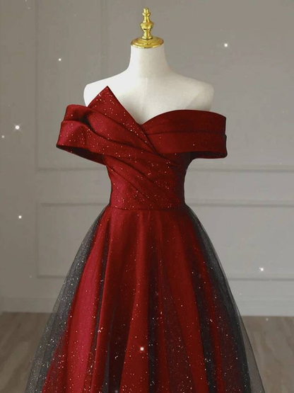 Robe de bal unique à épaules dénudées en tulle rouge, robe de soirée, tenue de 20e anniversaire, robe de remise de diplôme, AU431