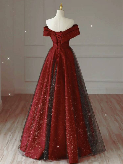 Robe de bal unique à épaules dénudées en tulle rouge, robe de soirée, tenue de 20e anniversaire, robe de remise de diplôme, AU431