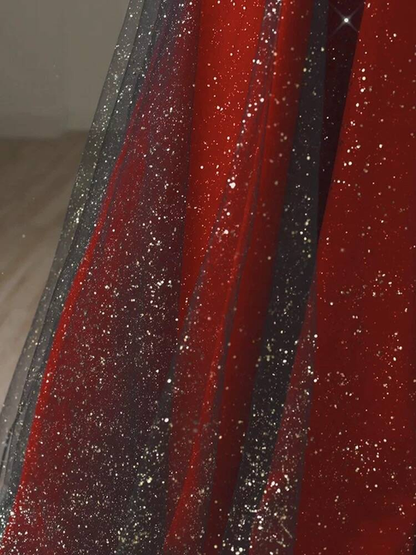 Robe de bal unique à épaules dénudées en tulle rouge, robe de soirée, tenue de 20e anniversaire, robe de remise de diplôme, AU431