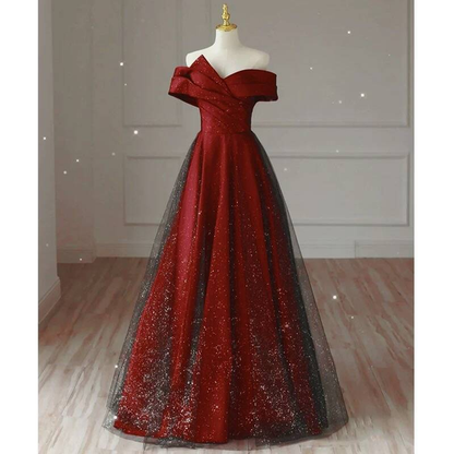 Robe de bal unique à épaules dénudées en tulle rouge, robe de soirée, tenue de 20e anniversaire, robe de remise de diplôme, AU431