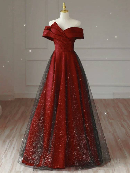 Robe de bal unique à épaules dénudées en tulle rouge, robe de soirée, tenue de 20e anniversaire, robe de remise de diplôme, AU431
