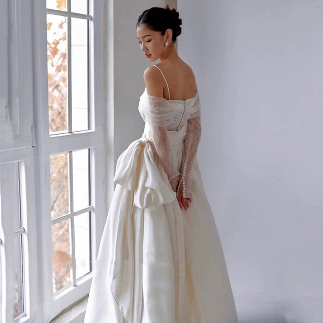 Modest Mermaid Off The Shoulder White Tulle Wedding Dress Styles Long Fairytale Wedding Dresses Ideas AU459