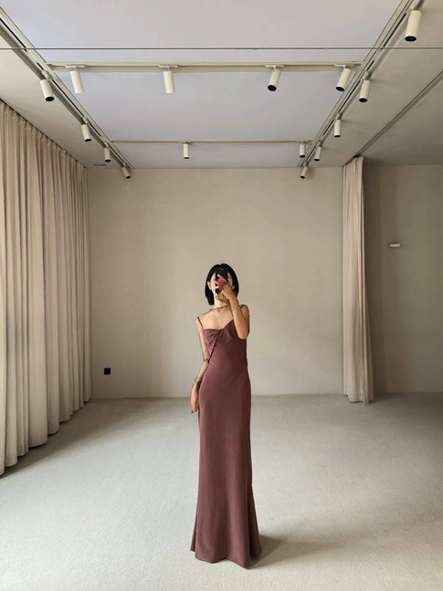 Robe de bal longue et élégante style sirène marron, tenue de soirée pour 16e anniversaire, robe de remise de diplôme, AU470