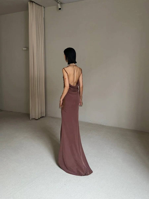 Robe de bal longue et élégante style sirène marron, tenue de soirée pour 16e anniversaire, robe de remise de diplôme, AU470
