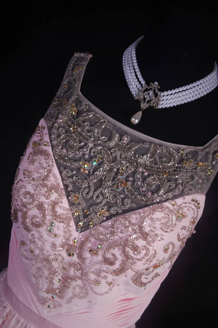 Robe de bal rétro trapèze, col carré, tulle rose, longueur au sol, inspiration, robe longue de bal AU524