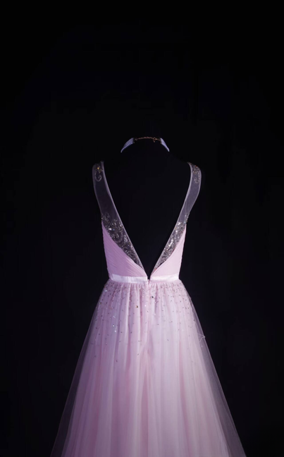 Robe de bal rétro trapèze, col carré, tulle rose, longueur au sol, inspiration, robe longue de bal AU524