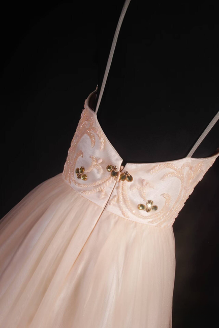 Retro Ballkleid Träger Blush Pink Tüll Bodenlangen Ballkleid Inspiration Lange Ballkleider AU528
