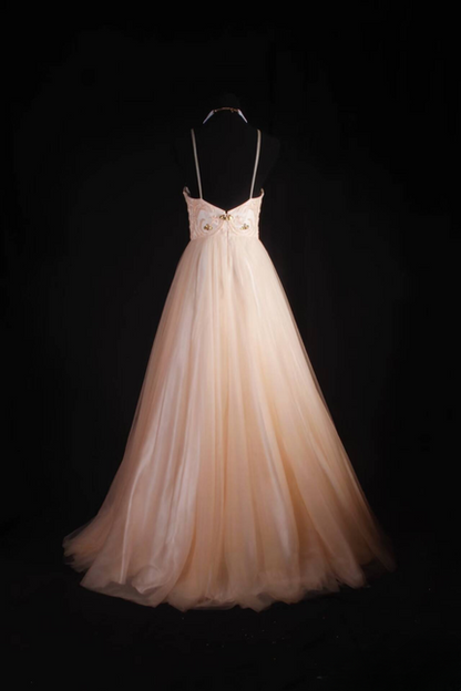 Retro Ballkleid Träger Blush Pink Tüll Bodenlangen Ballkleid Inspiration Lange Ballkleider AU528