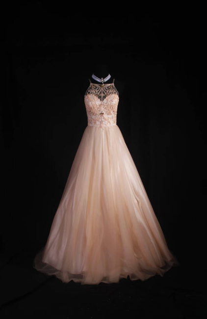 Retro Ballkleid Träger Blush Pink Tüll Bodenlangen Ballkleid Inspiration Lange Ballkleider AU528