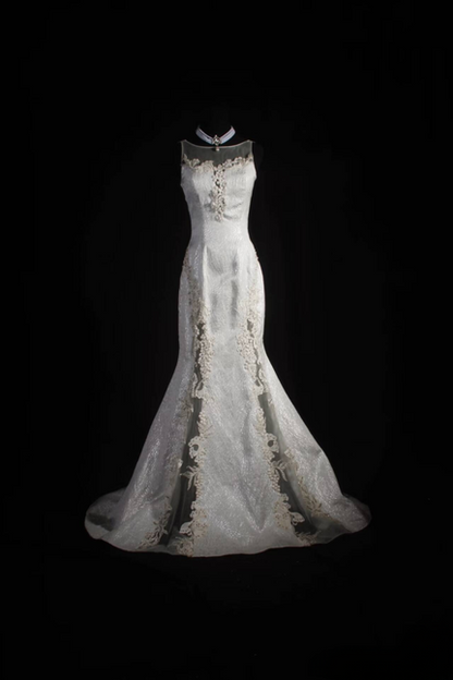 Robe de bal longue style sirène vintage, style bateau, gris argenté, robe de soirée princesse, robe de remise de diplôme, AU531