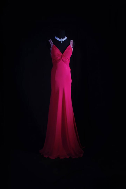 Classic Mermaid V Neckline Silver Beads Sequins Pink Chiffon Long Prom Dress Inspiration Party Senior Dance Prom Dresses AU539