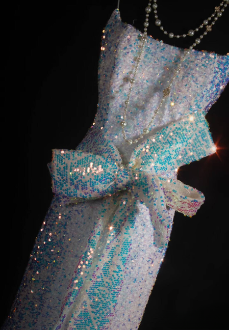 Robe de bal sirène rétro à bretelles spaghetti et paillettes blanches, dos nu, robe de bal 2026, robe de princesse, robe de remise de diplôme, AU540