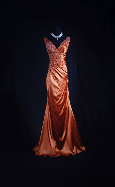 Robe de bal sirène rétro en satin sans manches, col en V, robe de princesse, robe de remise de diplôme, AU543
