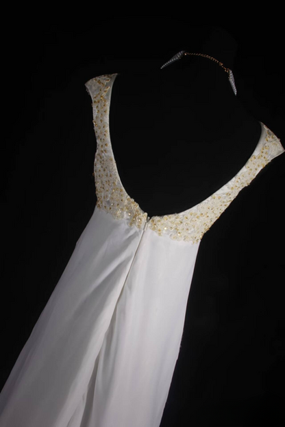 Vintage Prom Dresses 1950s Retro Classy A Line Sweetheart Sleeveless Chiffon White Prom Dresses Party Dress Graduation Dress AU544