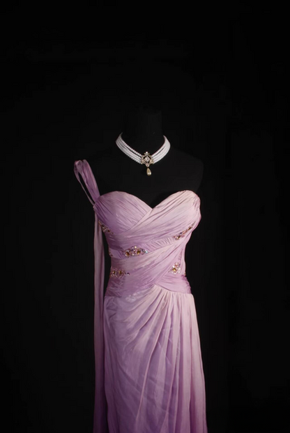 Klassische A-Linie One-Shoulder-Perlen Ombre Lilac Chiffon Langes Ballkleid Inspiration Party Senior Dance Ballkleider AU550