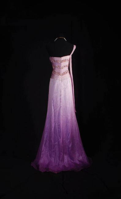 Classic A Line One Shoulder Beads Ombre Lilac Chiffon Long Prom Dress Inspiration Party Senior Dance Prom Dresses AU550