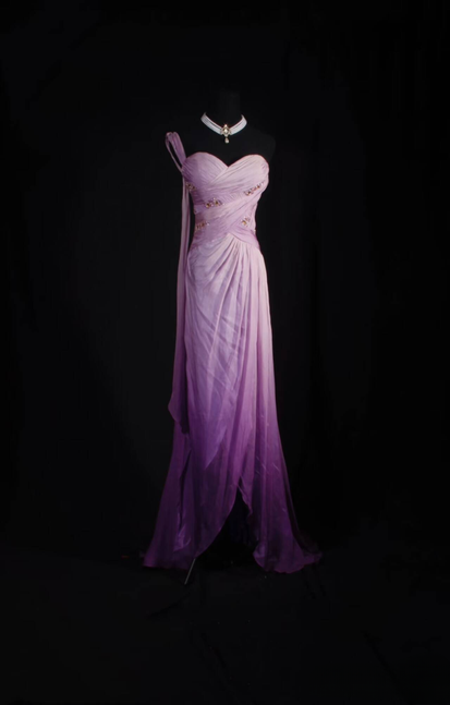 Klassische A-Linie One-Shoulder-Perlen Ombre Lilac Chiffon Langes Ballkleid Inspiration Party Senior Dance Ballkleider AU550