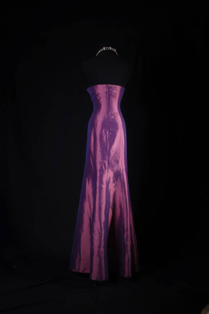 Robe de bal vintage style années 90, style sirène, violette, sans bretelles, perles, longue robe de soirée en satin, inspiration pour les seniors, robes de remise de diplôme, AU554