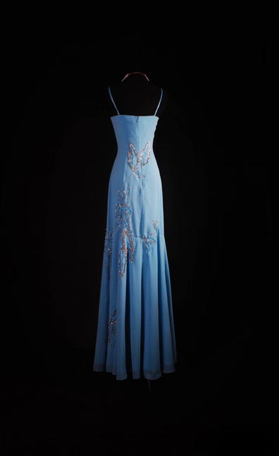 Vintage Mermaid Spaghetti Straps Blue Beads Chiffon Long Prom Dresses Party Dress Princess Graduation Outfits For Women AU555