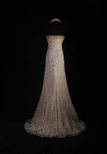 Vintage Ballkleider 90er Jahre Meerjungfrau Schatz Spitze Gold Perlen Langes Partykleid Inspiration Senior Dance Graduation Dresses AU560