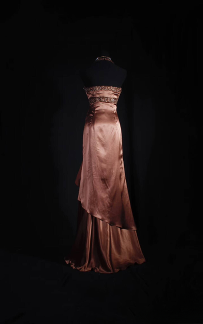 Vintage Prom Dresses 90s A Line Halter Brown Beads Satin Long Party Dress Inspiration Senior Dance Graduation Dresses AU561