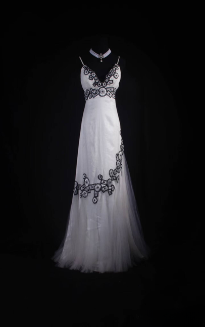Robe de bal longue vintage en tulle blanc à bretelles spaghetti, coupe trapèze, tenue de soirée princesse pour femme, AU566