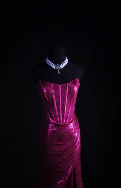 Vintage Meerjungfrau Trägerlose Pailletten Schlitz Lange Ballkleider Partykleid Prinzessin Abschluss-Outfits Für Frauen AU567