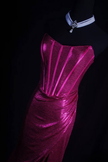 Vintage Meerjungfrau Trägerlose Pailletten Schlitz Lange Ballkleider Partykleid Prinzessin Abschluss-Outfits Für Frauen AU567