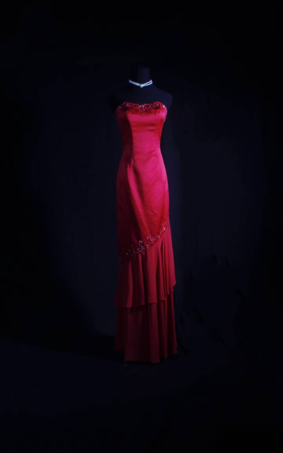 Retro Meerjungfrau Schatz Rot Satin Lange Ballkleider Partykleid Prinzessin Abschluss-Outfits Für Frauen AU572