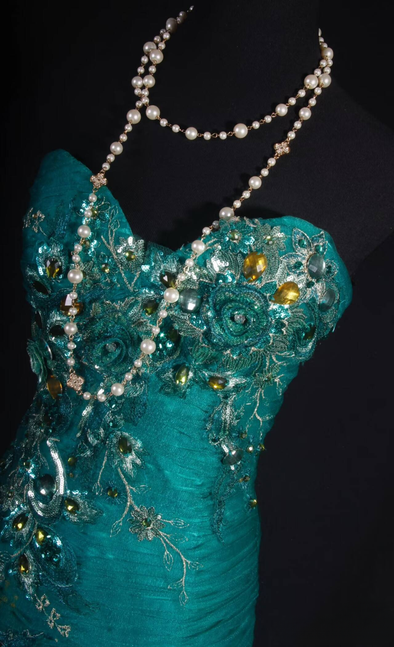 Retro Meerjungfrau Schatz Grün Tüll Perlen Lange Ballkleider Partykleid Abschluss-Outfits Für Frauen AU577
