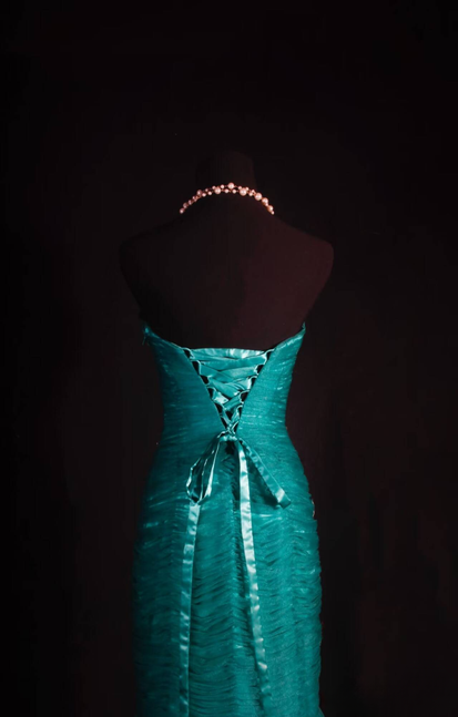 Retro Meerjungfrau Schatz Grün Tüll Perlen Lange Ballkleider Partykleid Abschluss-Outfits Für Frauen AU577