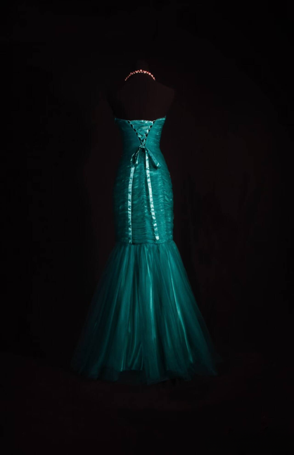 Retro Meerjungfrau Schatz Grün Tüll Perlen Lange Ballkleider Partykleid Abschluss-Outfits Für Frauen AU577